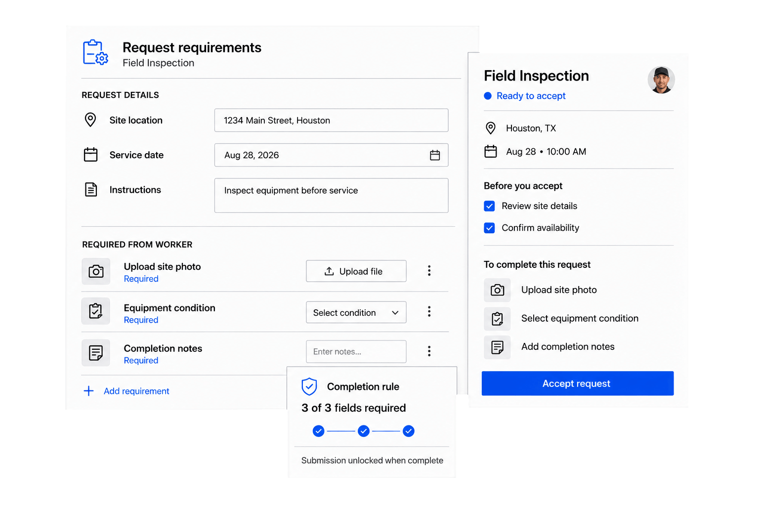 Workhint collect structured requests interface